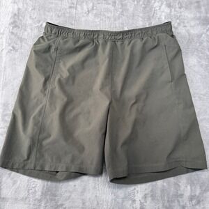 LL Bean Men Large Athletic Shorts Olive Green Performance Running Training OJDG5